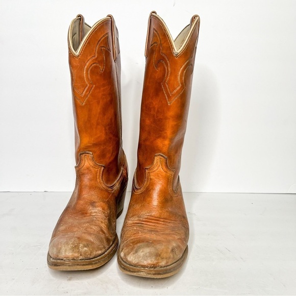 VTG Dingo Brown Leather Cowboy Western Boots Size 9 Men’s - Picture 4 of 6